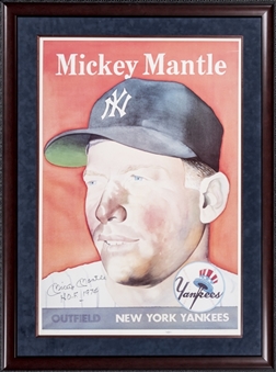 Mickey Mantle Signed And Inscribed Lithograph Depicting Mantles 1958 Topps Card (JSA)